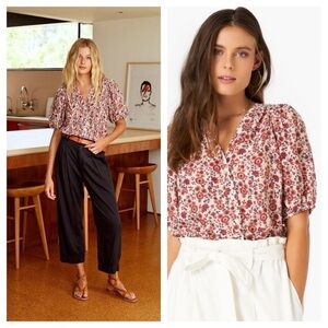 Xirena / Sydell Shirt in red burst Flower Fields  Cotton XS extra small